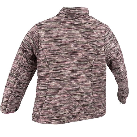 ZeroXposur Puffer Jacket Youth Girls 7/8 Pink Black Stripe Zip Up Quilted Winter - Picture 4 of 6